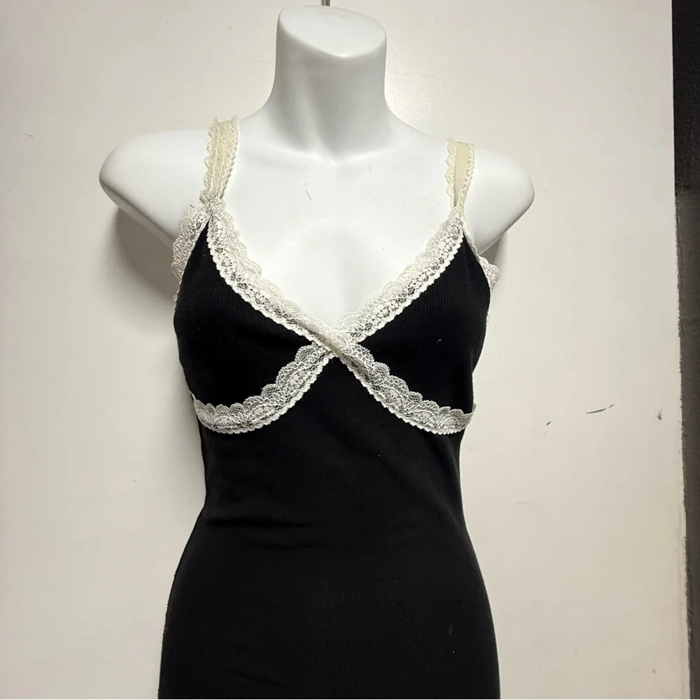 Garage Black Chemise with White Lace Size Xs